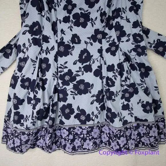 Vince Camuto women's blue floral print sleeveless dress plus size 20W - Picture 4 of 15